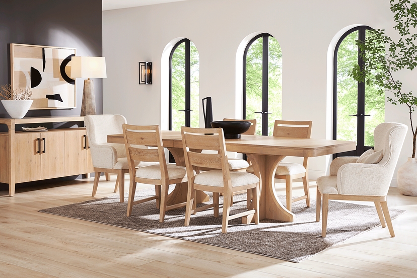 Callen Way Beige 5 Pc Trestle Dining Room with Side Chairs