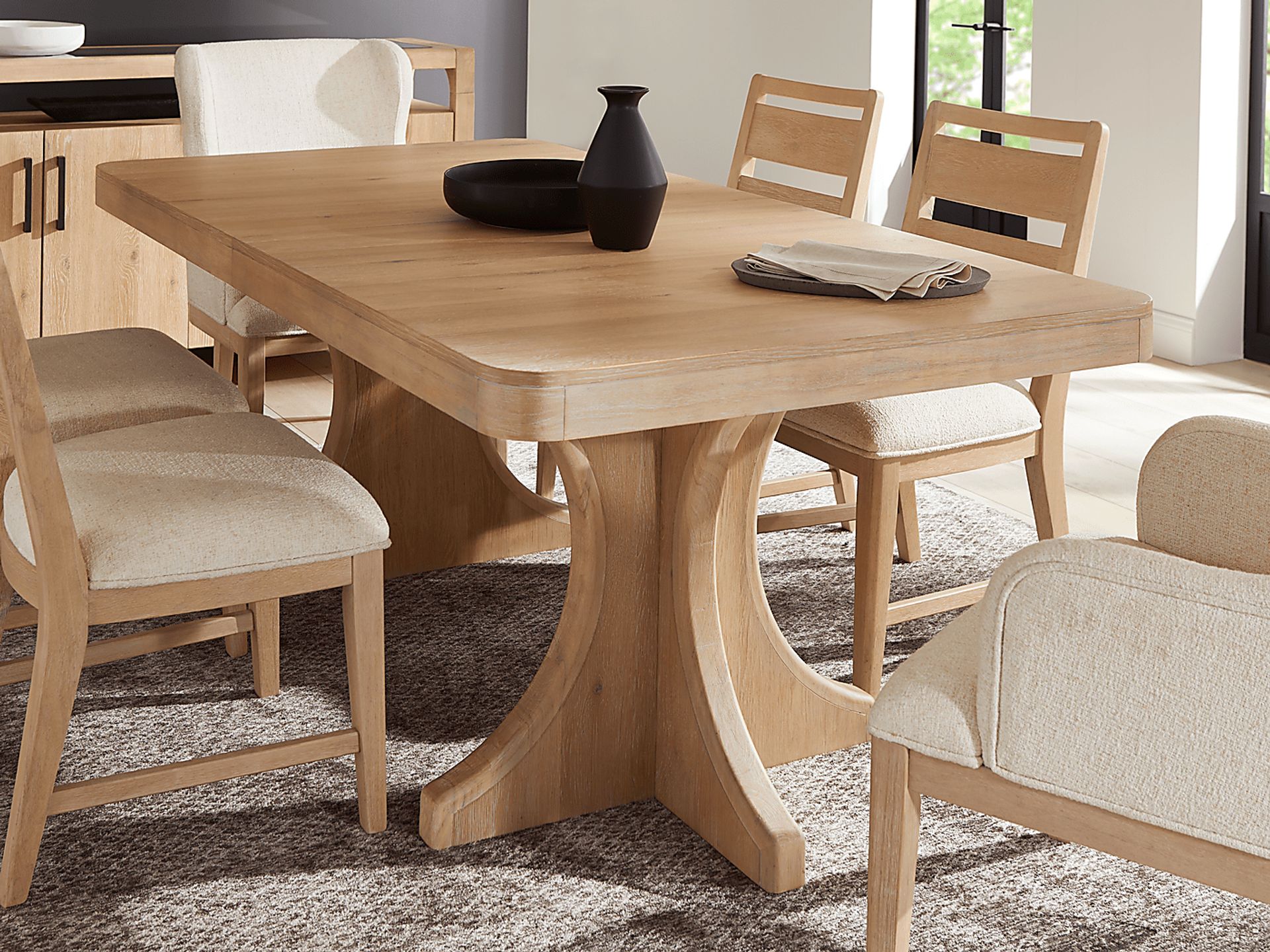 Callen Way Beige Trestle Dining Table - Image 4