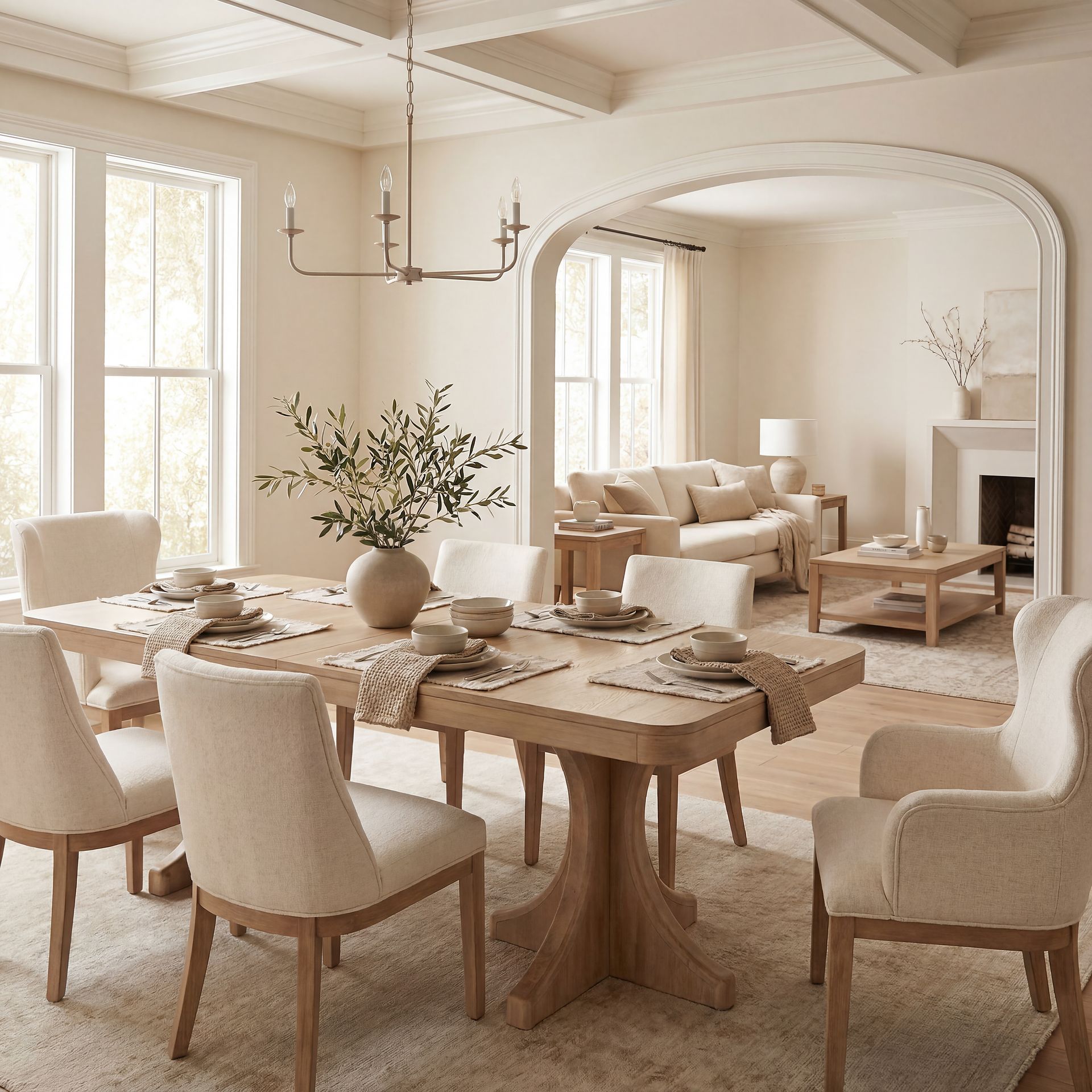 Callen Way Beige Trestle Dining Table - Image 5