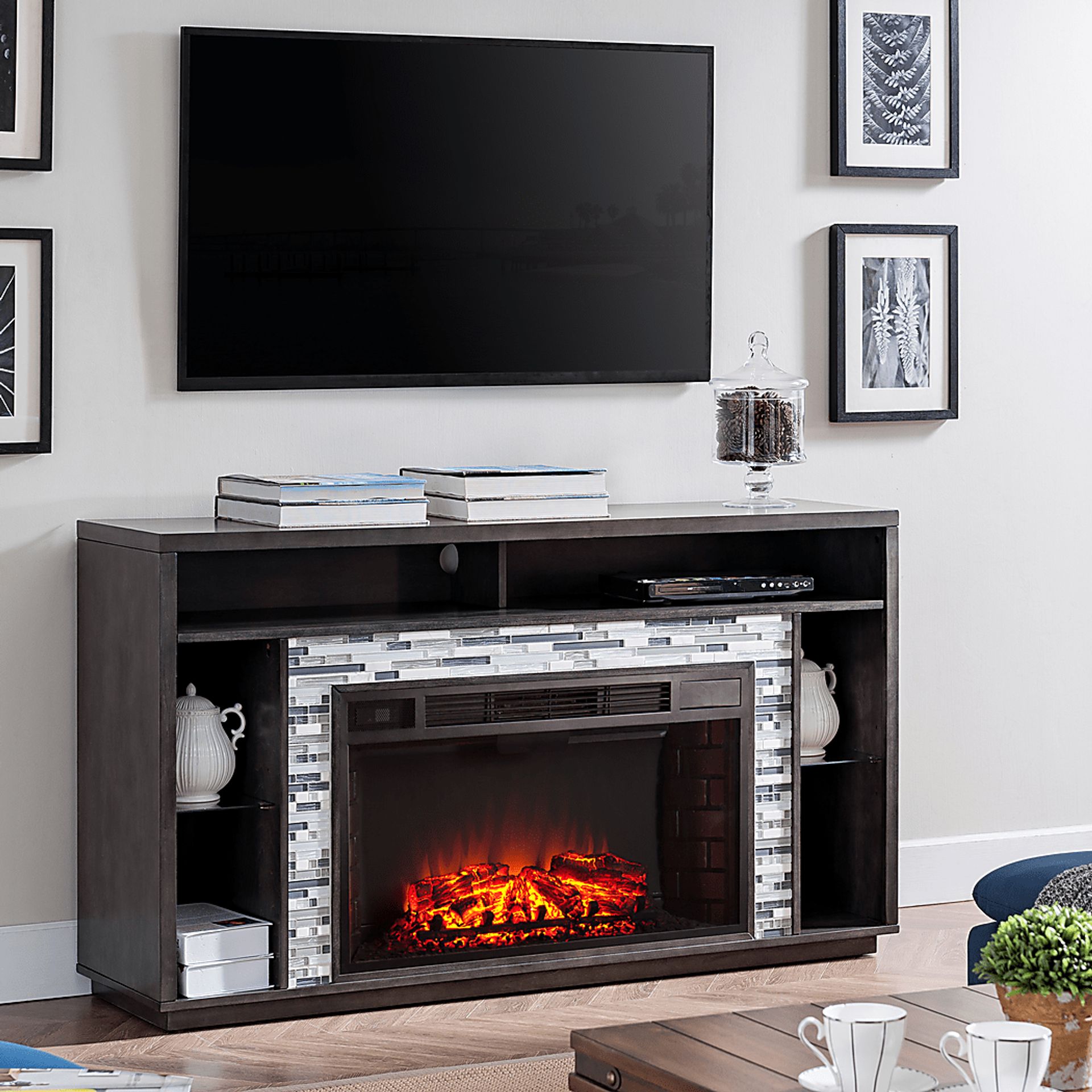 Calumet Gray 60 in. Console with Electric Fireplace - Image 2