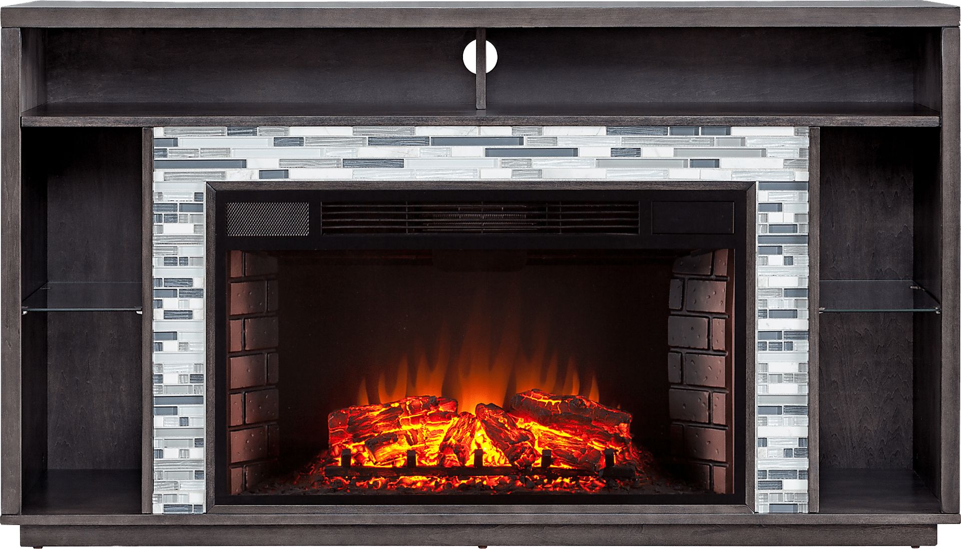 Calumet Gray 60 in. Console with Electric Fireplace - Image 1
