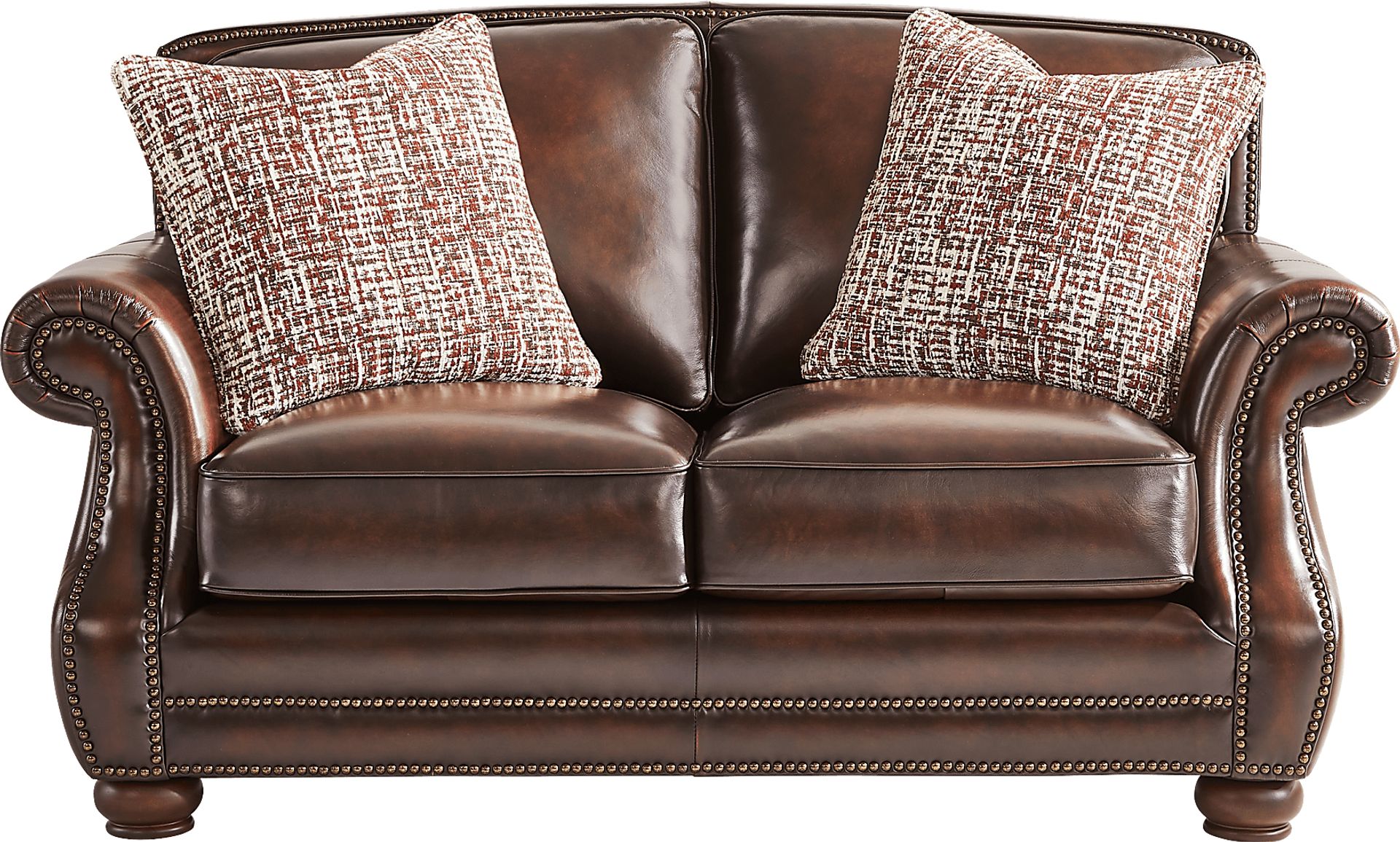 Calvano Lane Brown Leather Loveseat - Image 1