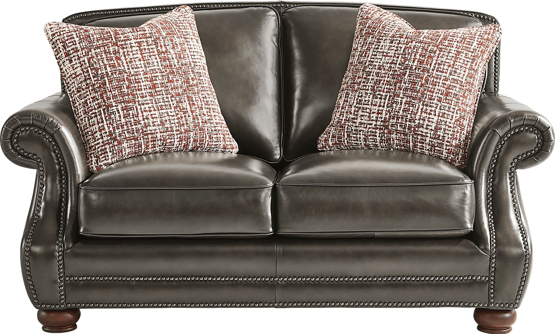 Calvano Lane Gray Leather Loveseat - Image 1