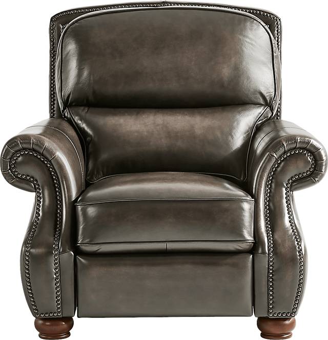 Calvano Lane Gray Leather Recliner - Thumbnail - Image 2