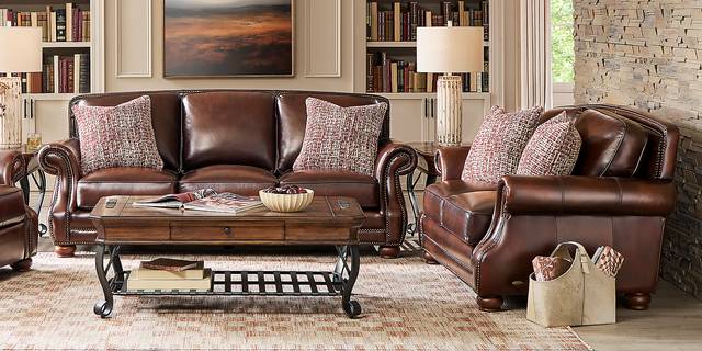 Calvano Lane Brown Leather Loveseat - Thumbnail - Image 2