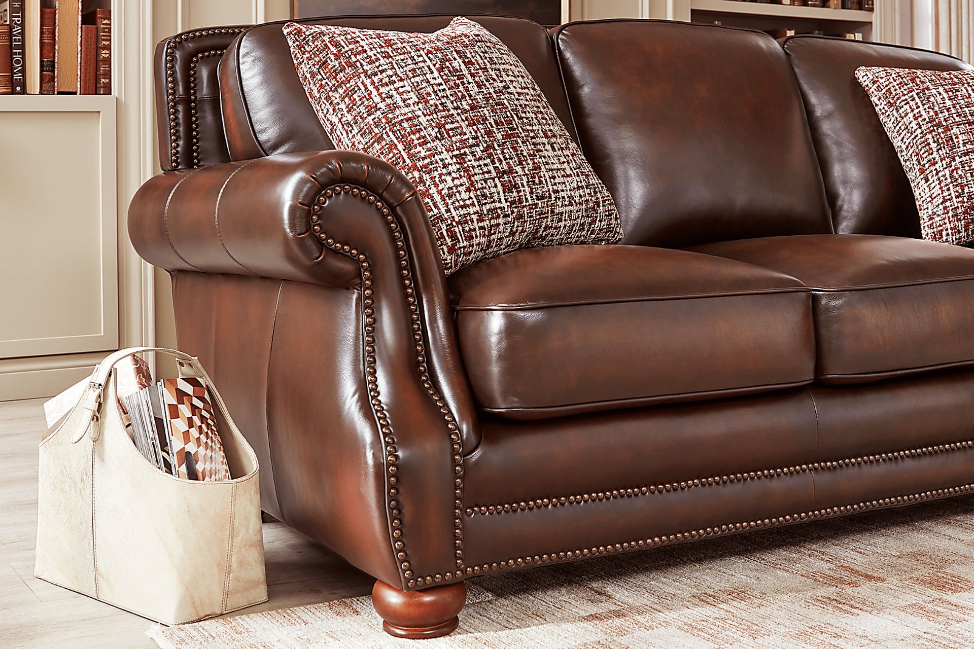 Calvano Lane Brown Leather Gel Foam Sleeper Sofa - Image 2