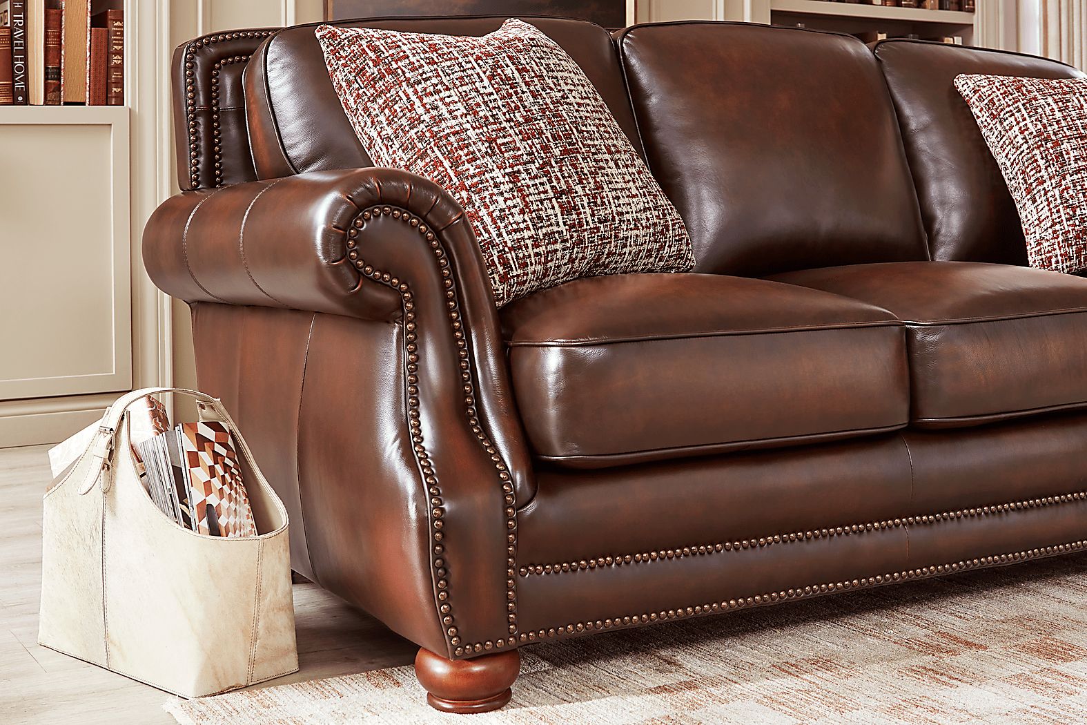 カ*パ様 ripvanwinkle real leather sarouel s Cindy Crawford Calvano Lane Brown Leather Premium Sleeper Sofa
