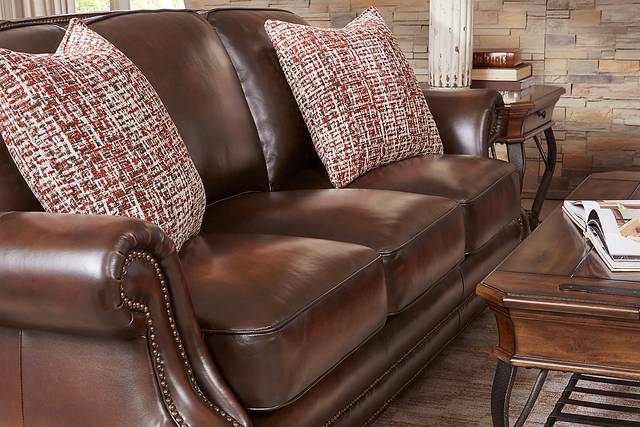Calvano Lane Brown Leather Gel Foam Sleeper Sofa - Thumbnail - Image 3
