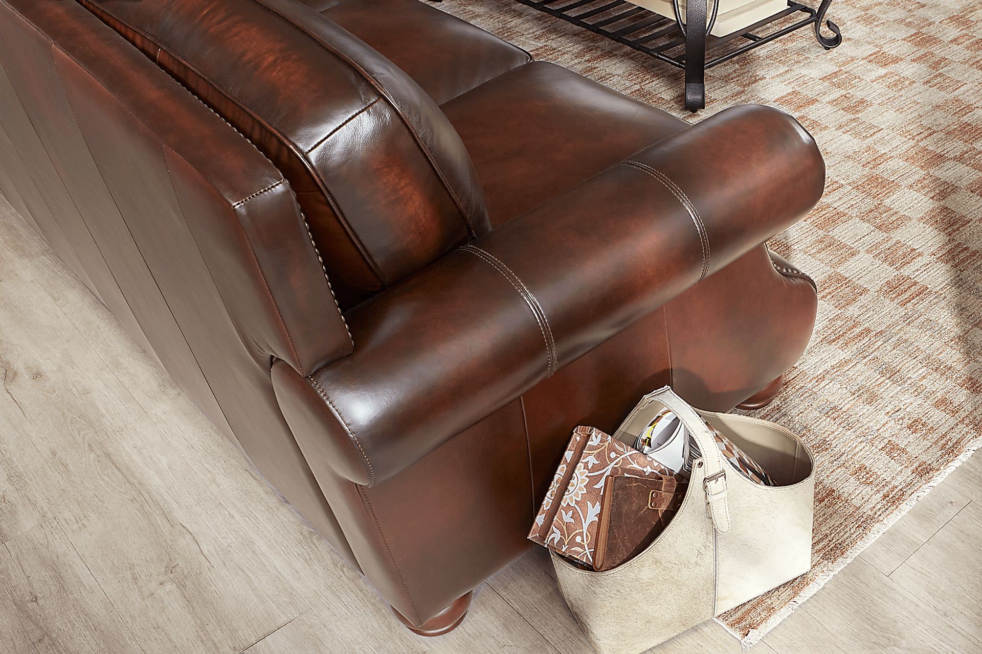 Calvano Lane Brown Leather Gel Foam Sleeper Sofa - Image 5