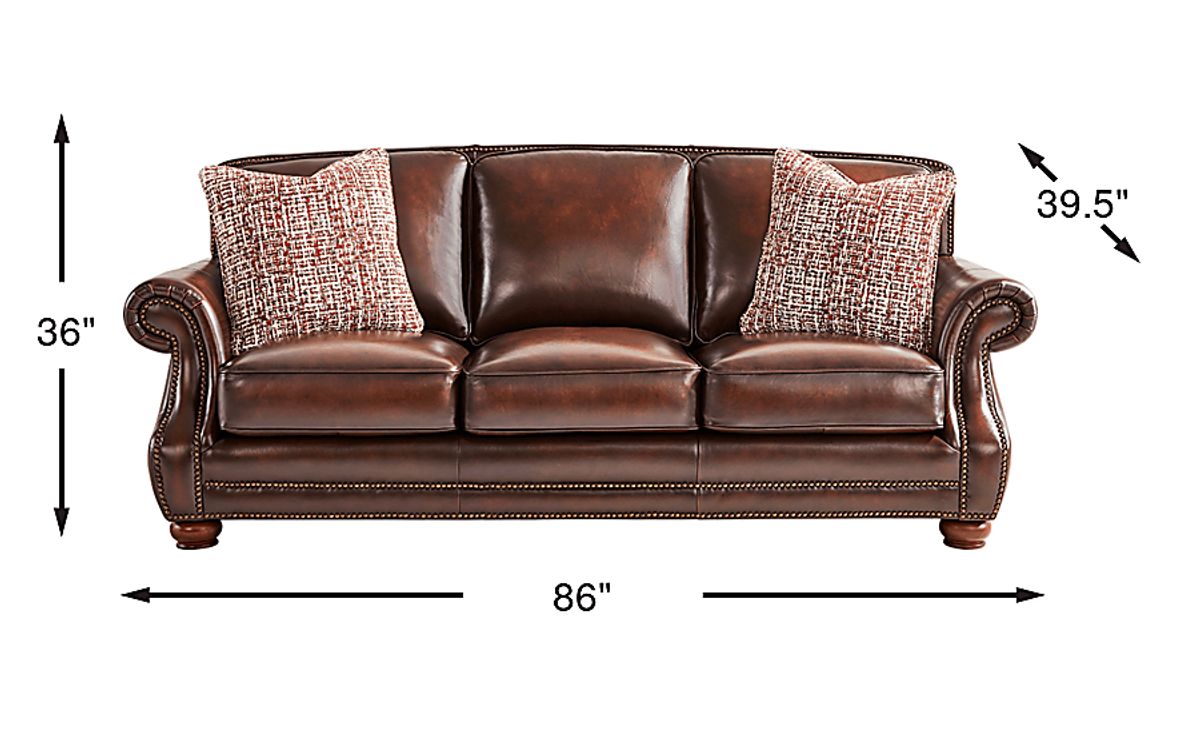 Cindy Crawford Calvano Lane Brown Leather Premium Sleeper Sofa
