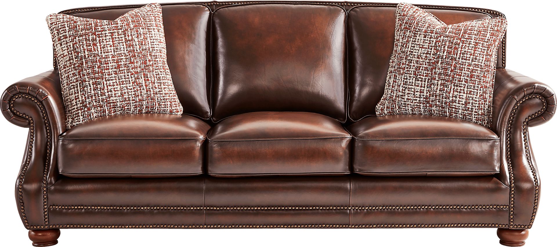 Calvano Lane Brown Leather Gel Foam Sleeper Sofa - Image 1