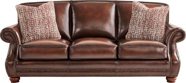 Calvano Lane Brown Leather Sofa - Thumbnail - Image 1