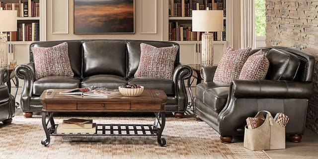 Calvano Lane Gray Leather Sofa - Thumbnail - Image 2