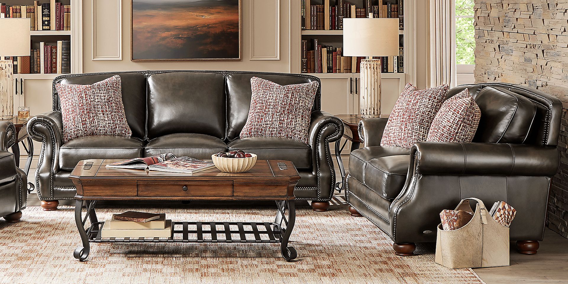 Calvano Lane Gray Leather Sofa - Image 2
