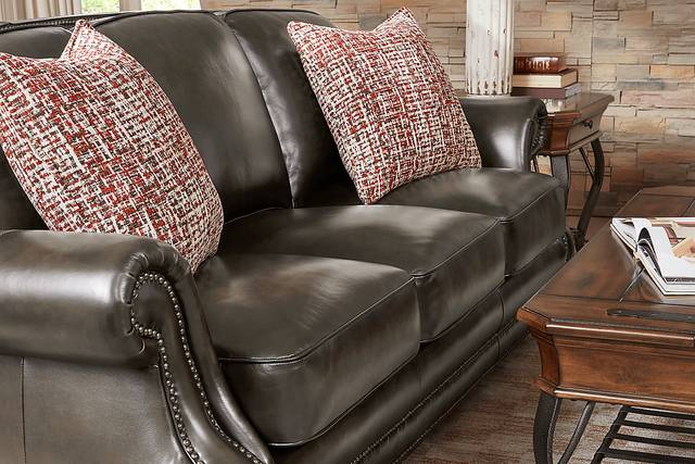 Calvano Lane Gray Leather Gel Foam Sleeper Sofa - Thumbnail - Image 3