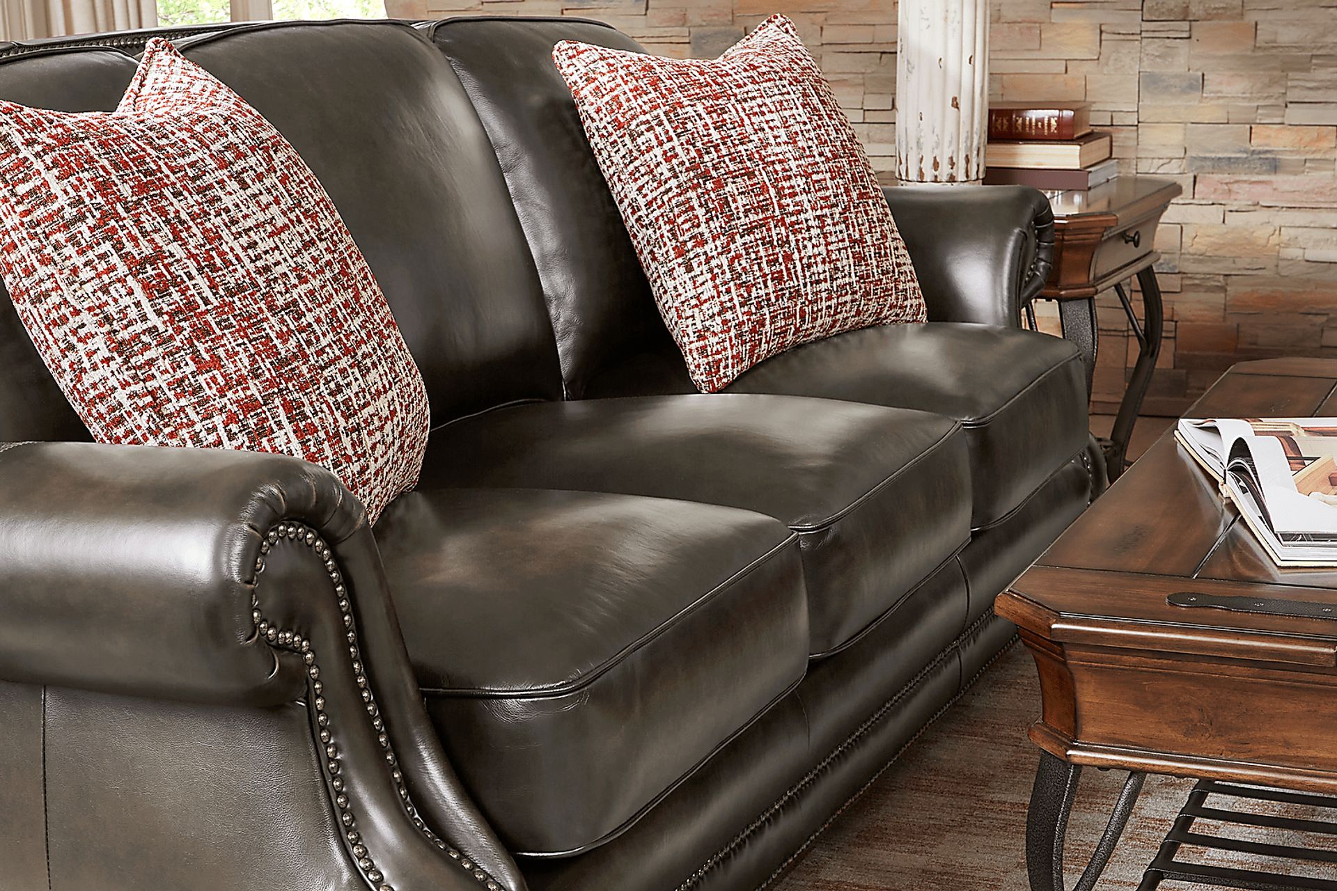 Calvano Lane Gray Leather Gel Foam Sleeper Sofa - Image 3