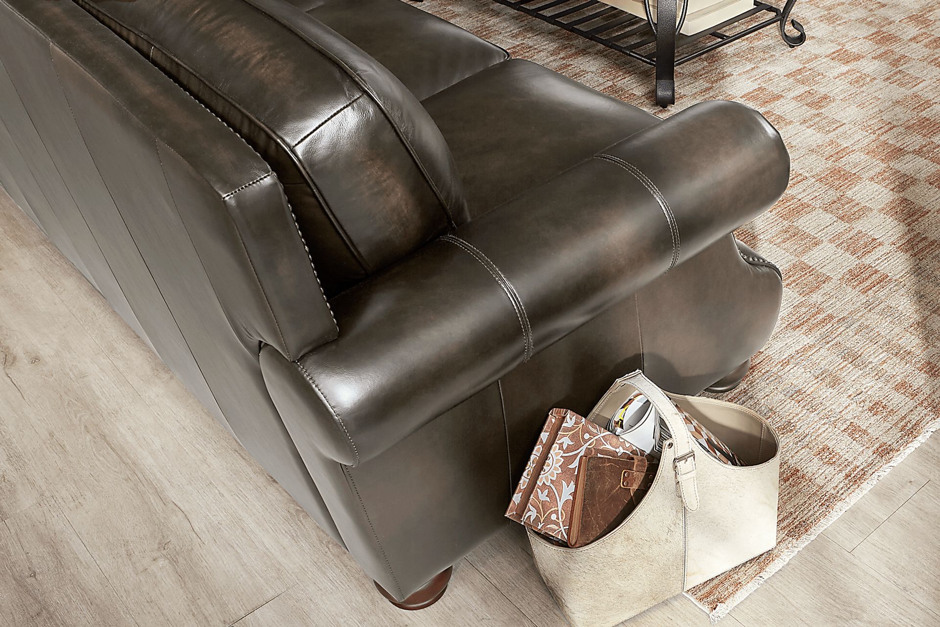 Calvano Lane Gray Leather Gel Foam Sleeper Sofa - Image 5