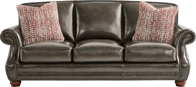 Calvano Lane Gray Leather Gel Foam Sleeper Sofa - Thumbnail - Image 1