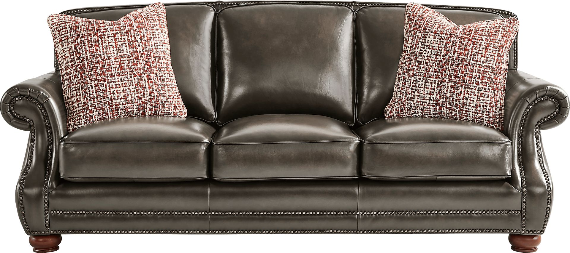 Calvano Lane Gray Leather Gel Foam Sleeper Sofa - Image 1