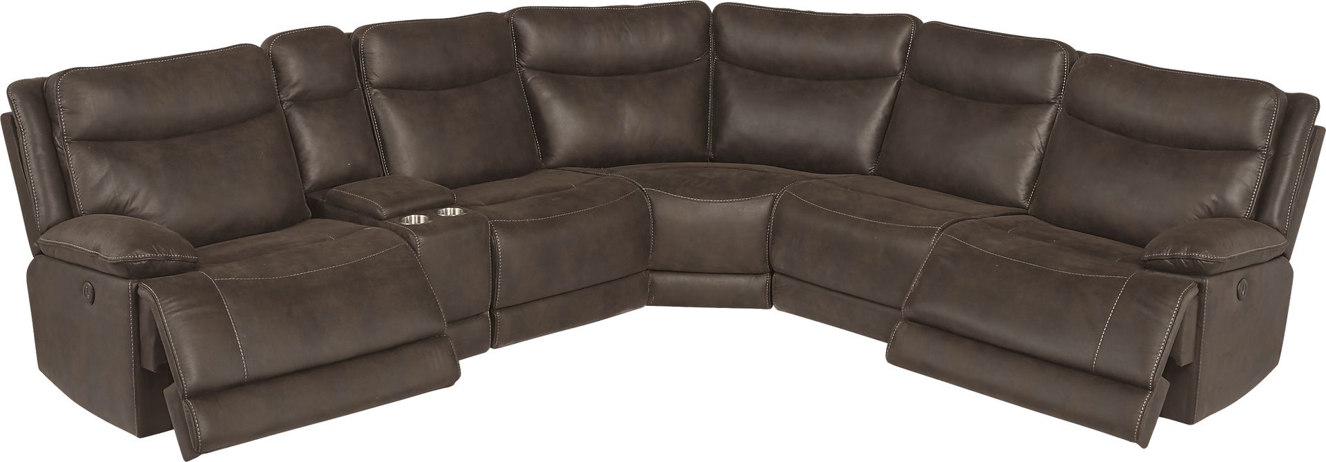 Calverton Chocolate 6 Pc Power Reclining Sectional - Image 3