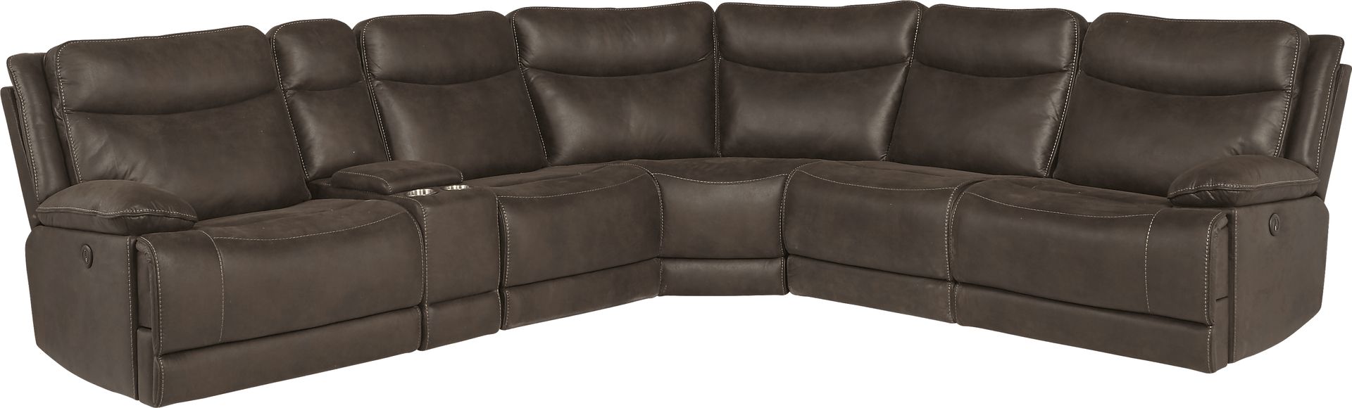 Calverton Chocolate 6 Pc Power Reclining Sectional - Image 1