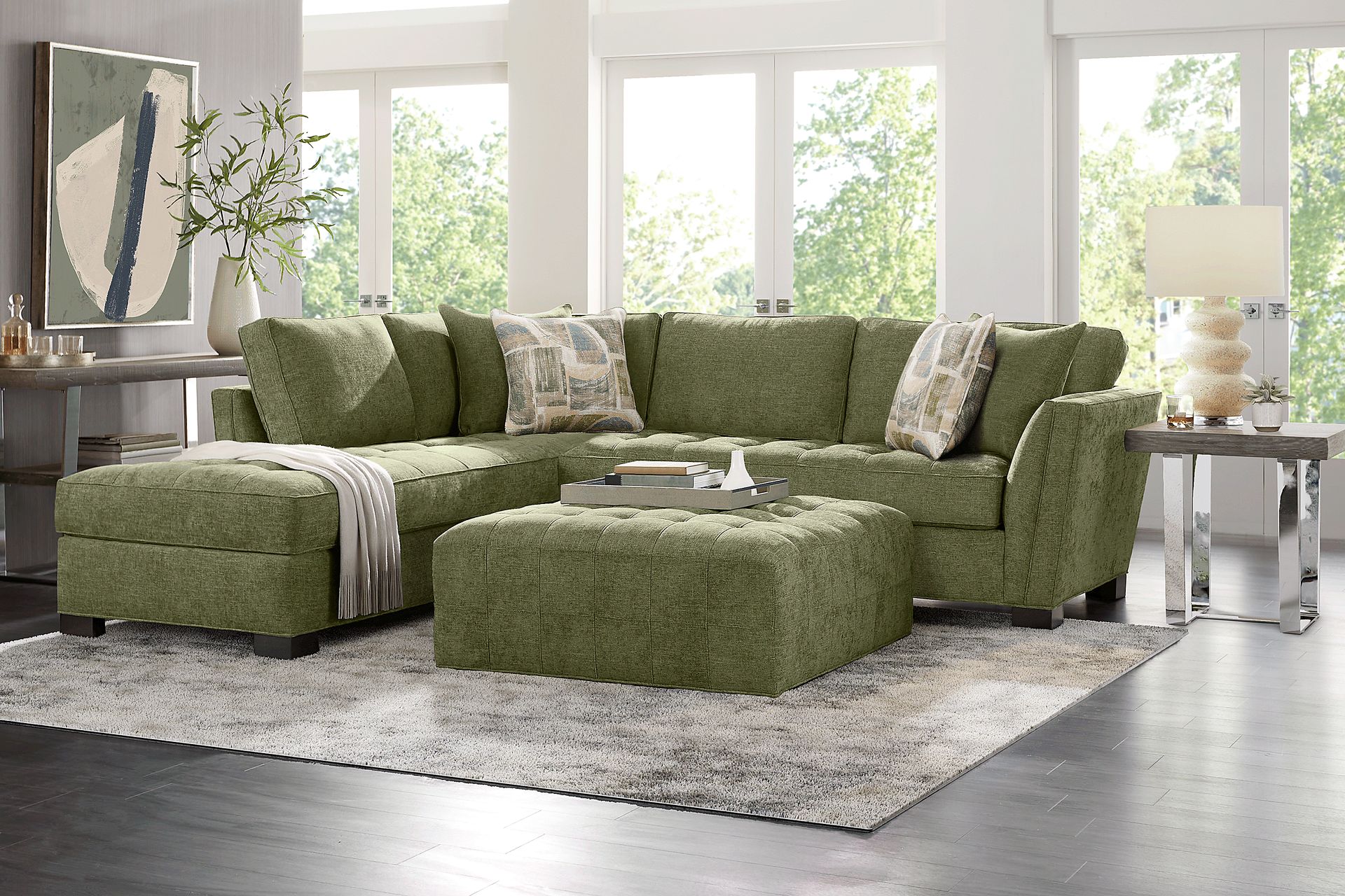 Calvin Heights Avocado Chenille 2 Pc Sectional - Image 2