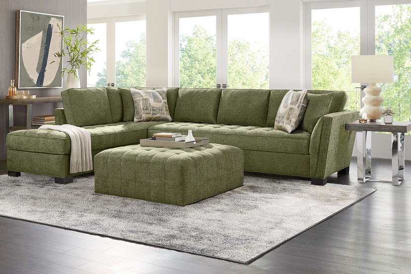 Calvin Heights Avocado Chenille 2 Pc XL Sectional