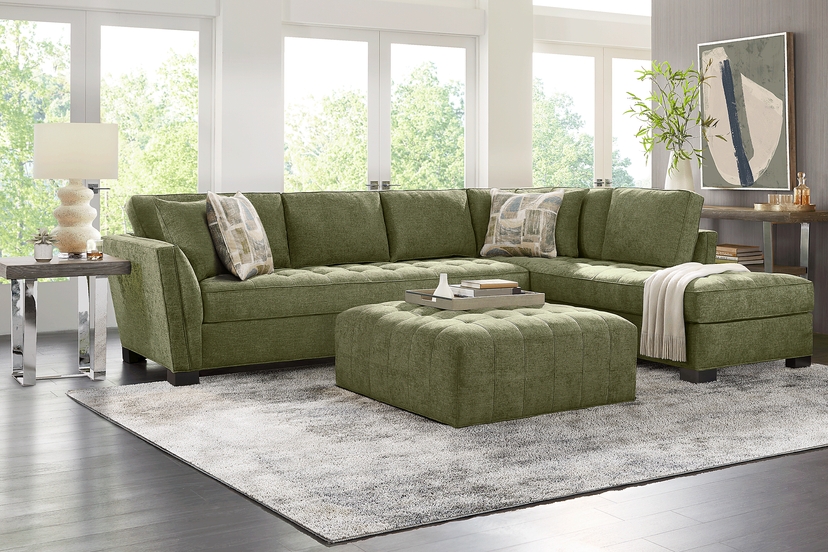 Calvin Heights Avocado Chenille 2 Pc XL Sectional