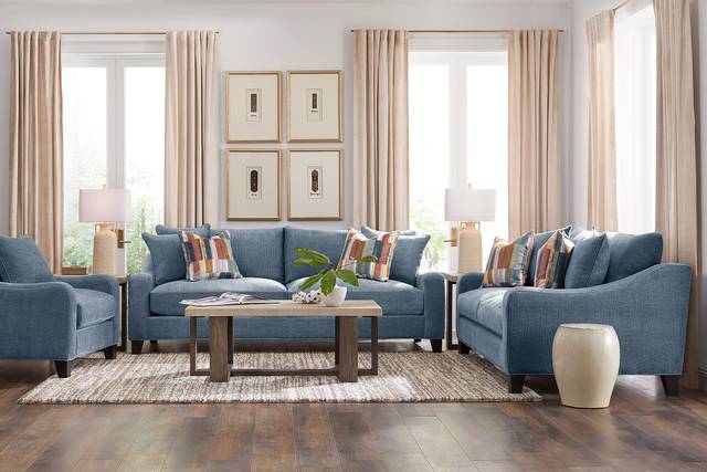 Cambria Blue 5 Pc Living Room - Thumbnail - Image 1