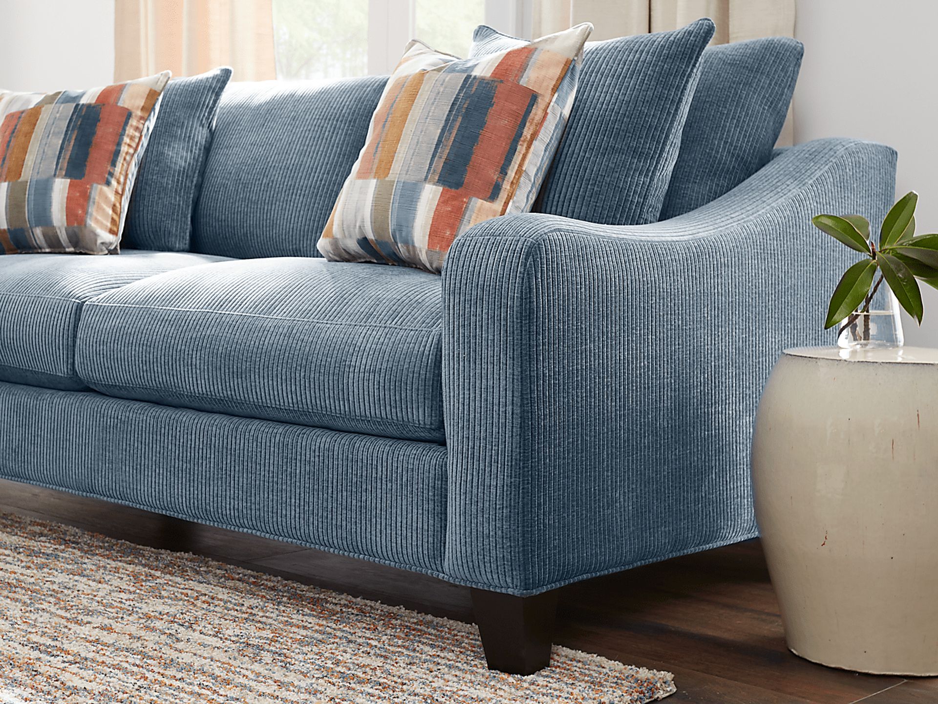 Cambria Blue 7 Pc Living Room with Gel Foam Sleeper Sofa - Image 3