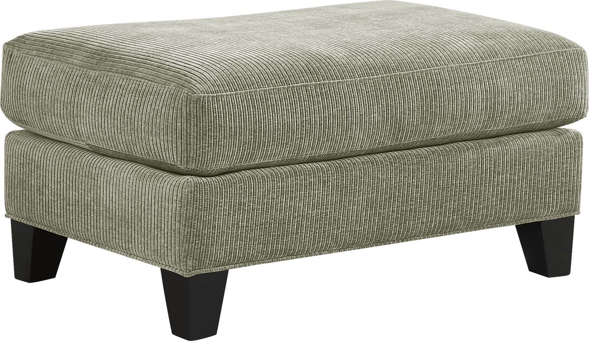 Cindy Crawford Cambria Sage Green Polyester Fabric Ottoman Rooms to Go