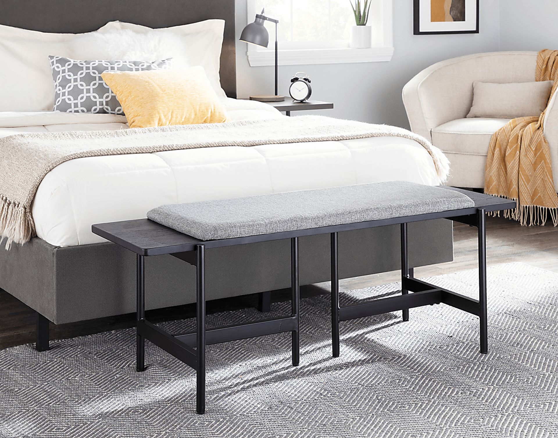 Cambronne Gray Accent Bench - Image 9