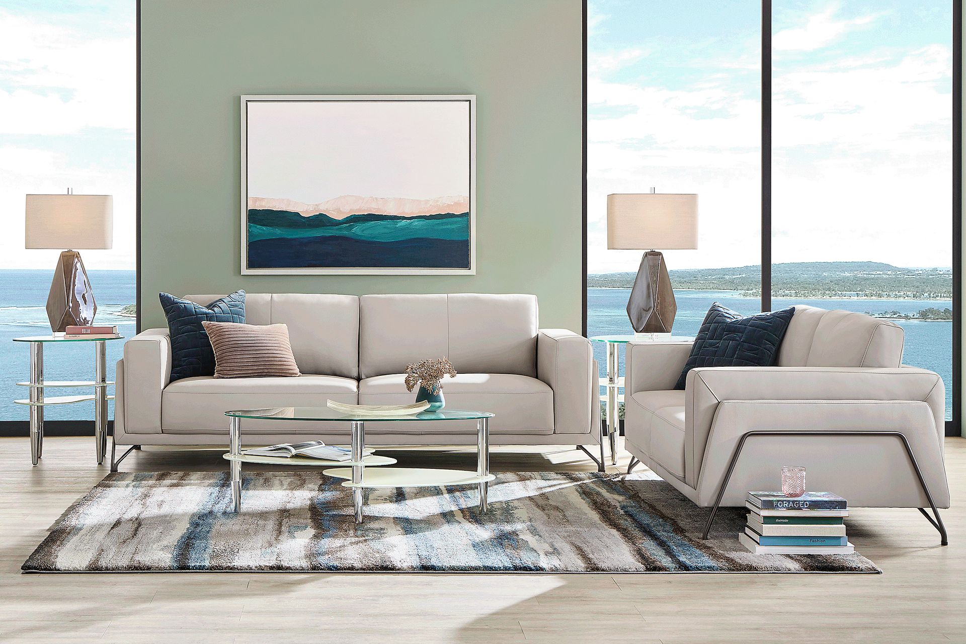 Camelot Dove Gray Leather Sofa - Image 2