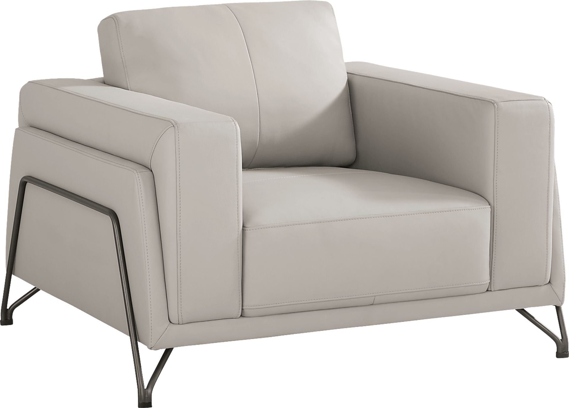 Camelot Dove Gray Leather Chair - Image 1