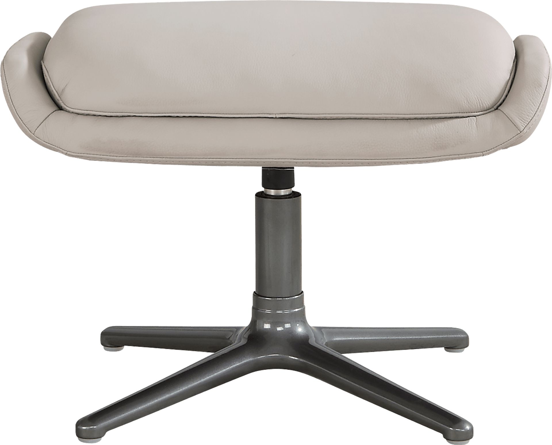 Camelot Dove Gray Leather Ottoman - Image 2