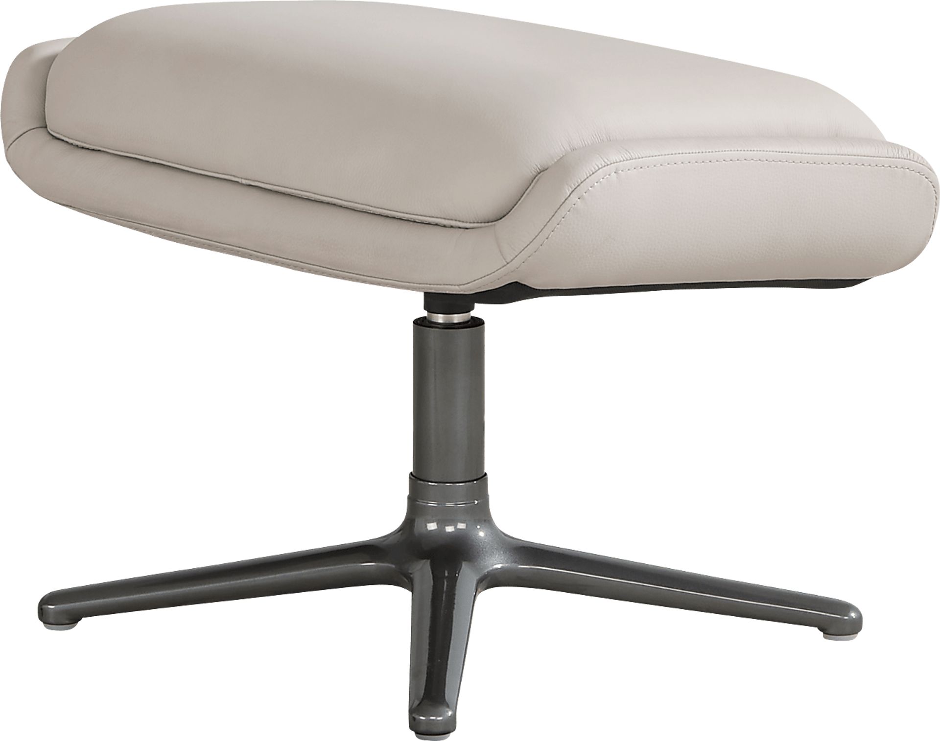 Camelot Dove Gray Leather Ottoman - Image 1