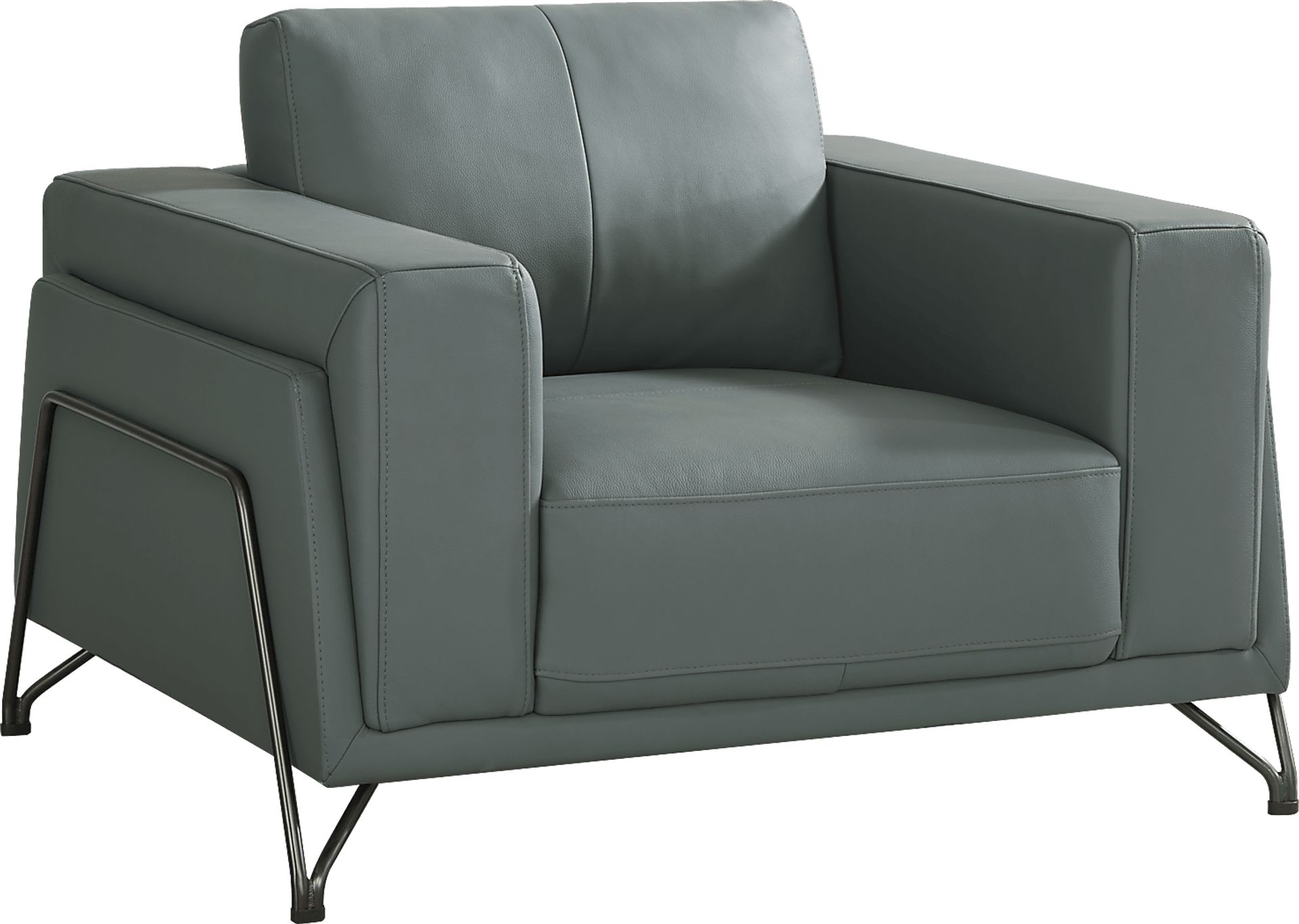 Camelot Slate Blue Leather Chair - Image 1