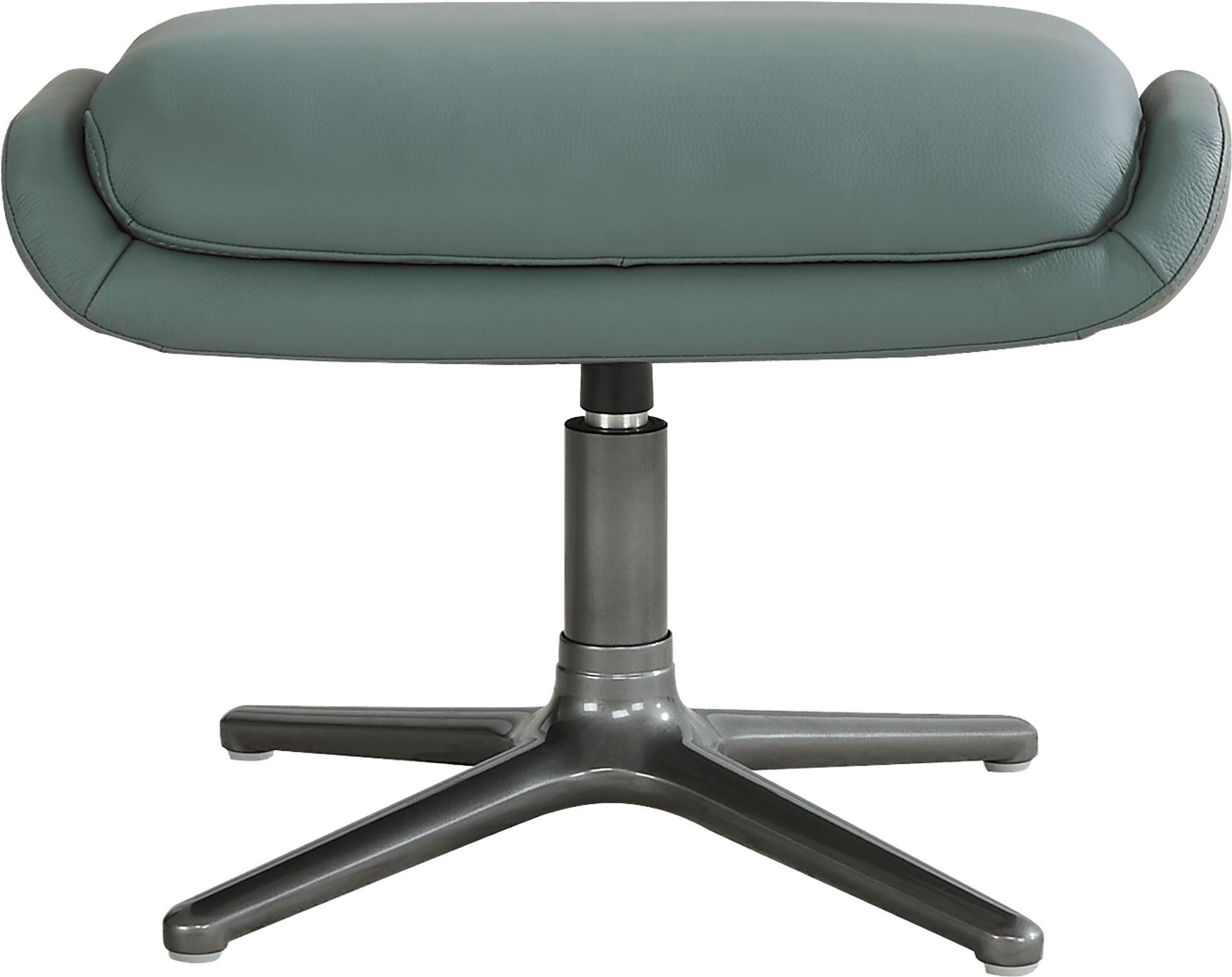 Camelot Slate Blue Leather Ottoman - Image 2