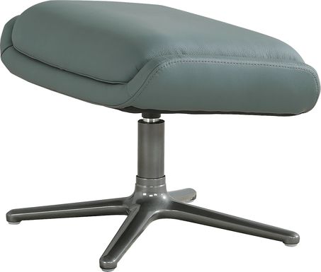 Camelot Slate Blue Leather Ottoman