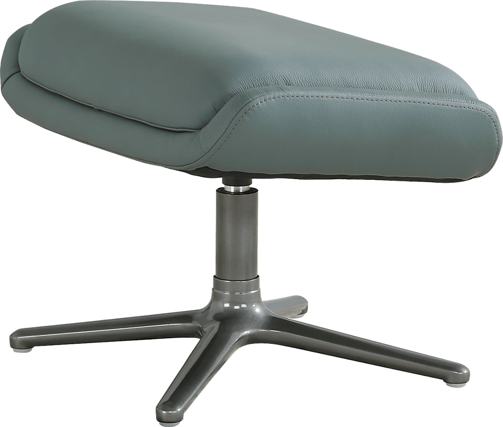 Camelot Slate Blue Leather Ottoman - Image 1