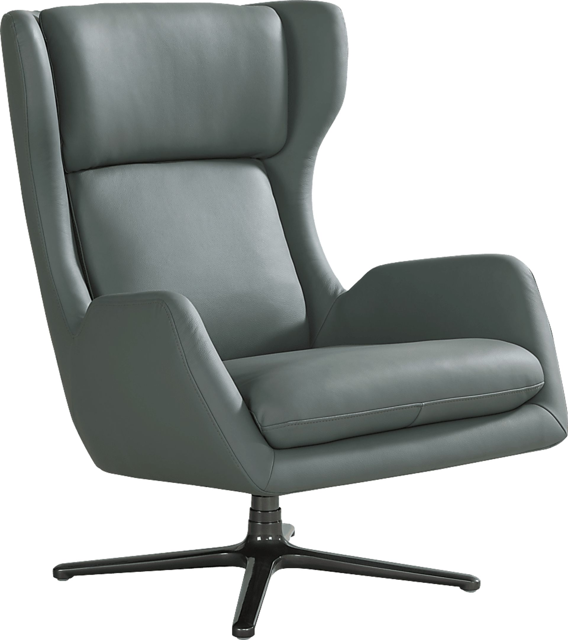Camelot Slate Blue Leather Swivel Chair - Image 1