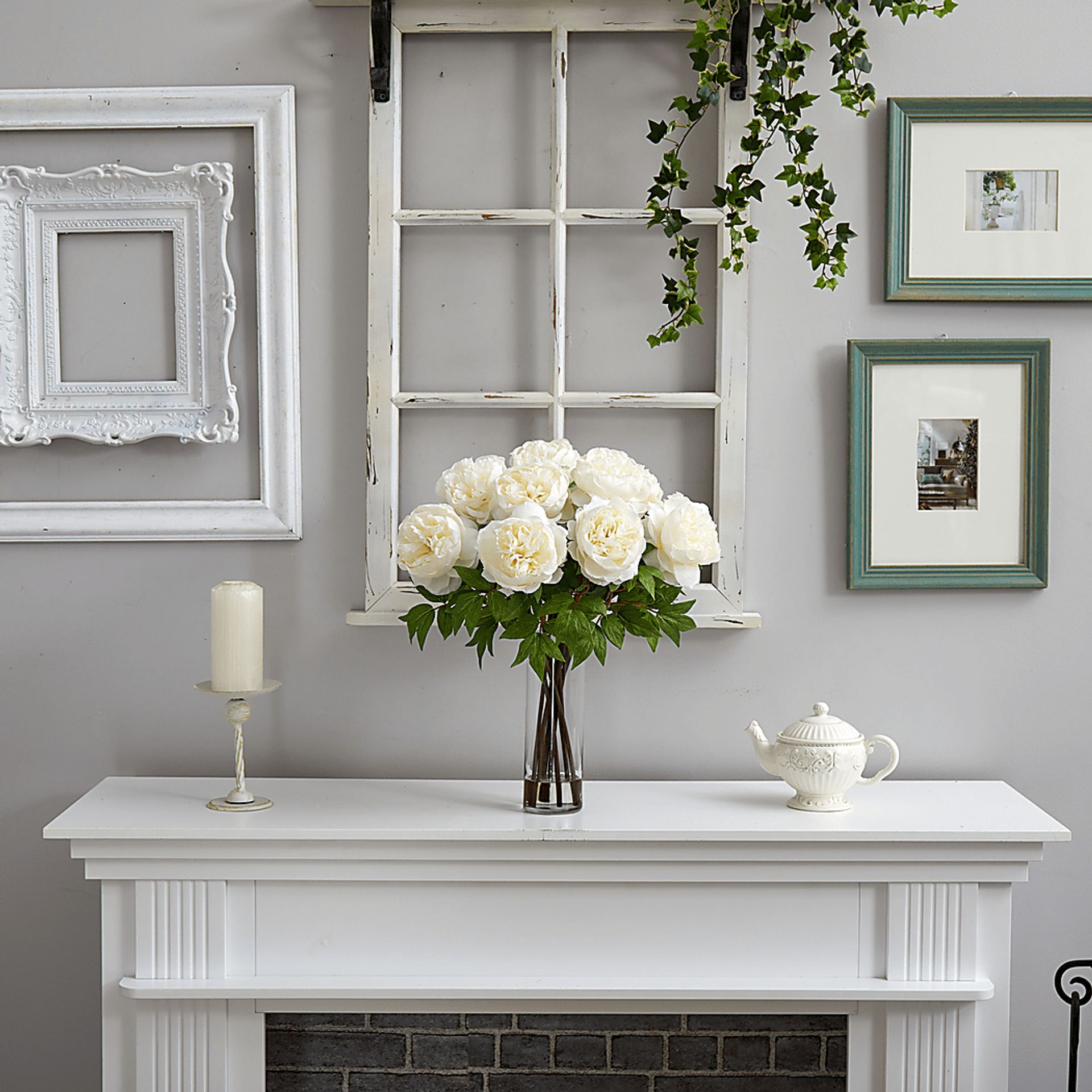 Camerota White Floral Arrangment with Vase - Image 2