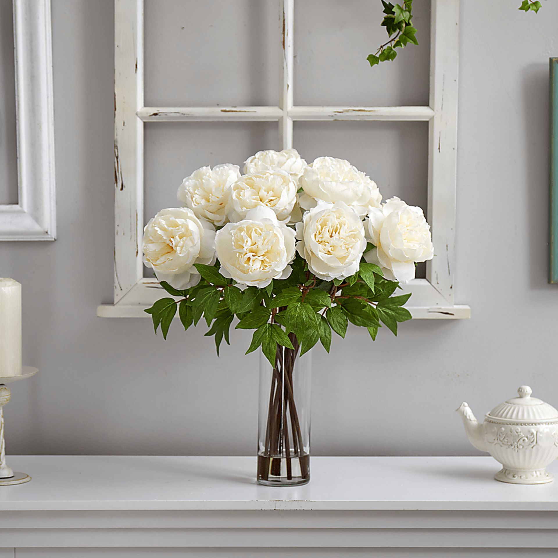 Camerota White Floral Arrangment with Vase - Image 3