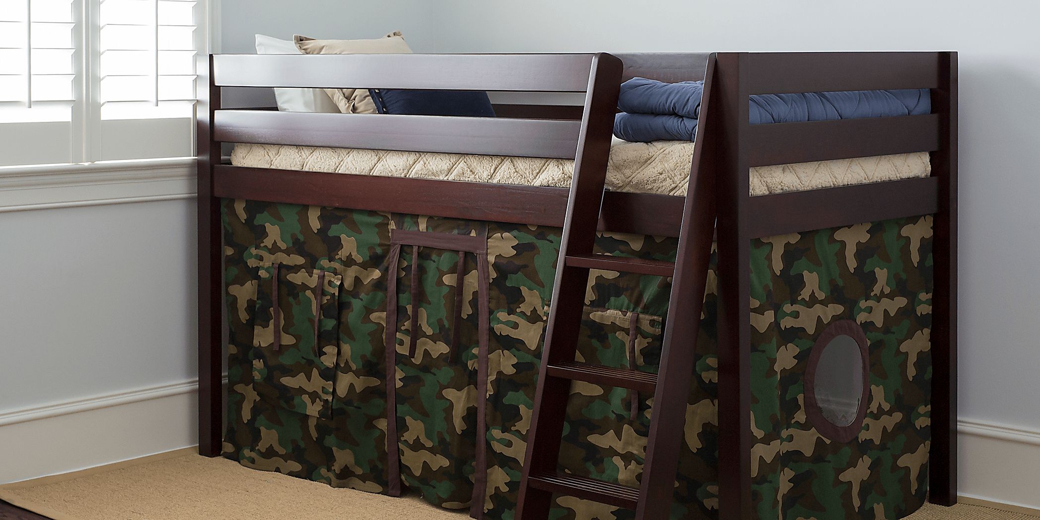 Camo Cabin Cherry Jr. Tent Loft Bed Rooms To Go