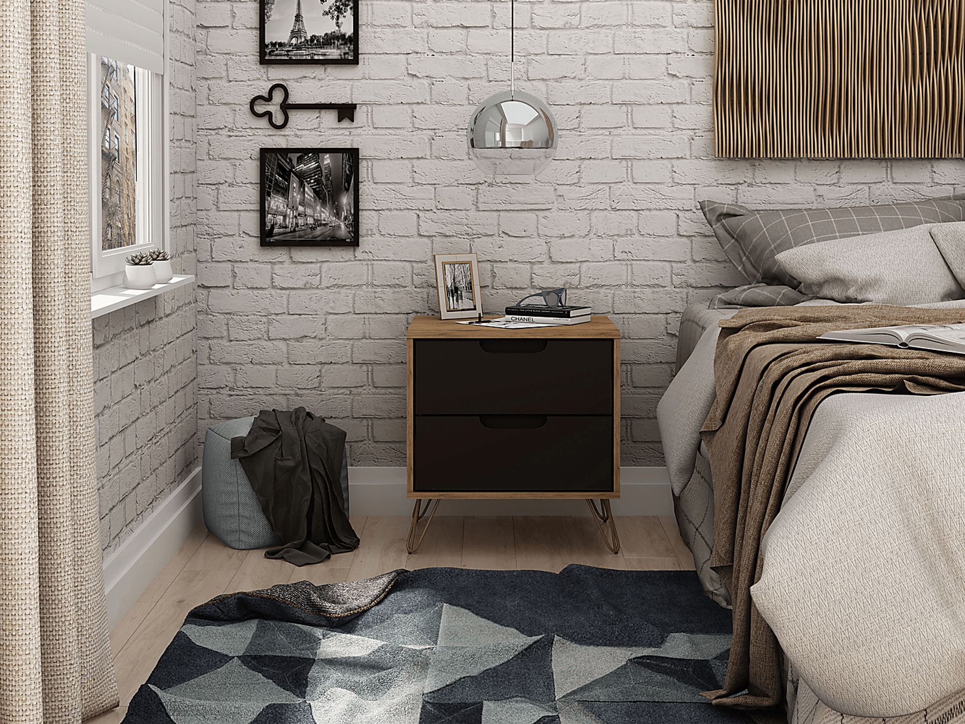 Camomile V Gray Nightstand - Image 2