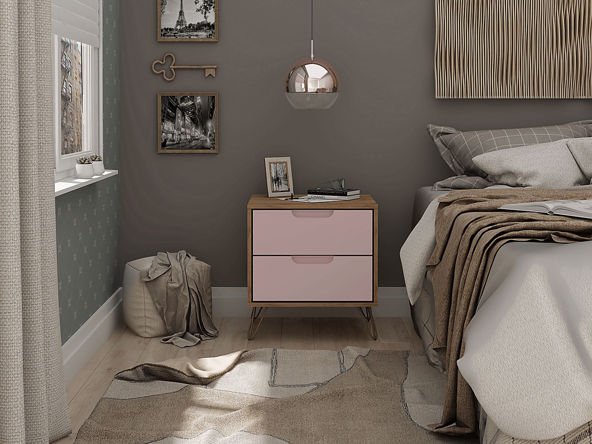 Camomile V Pink Nightstand - Image 2
