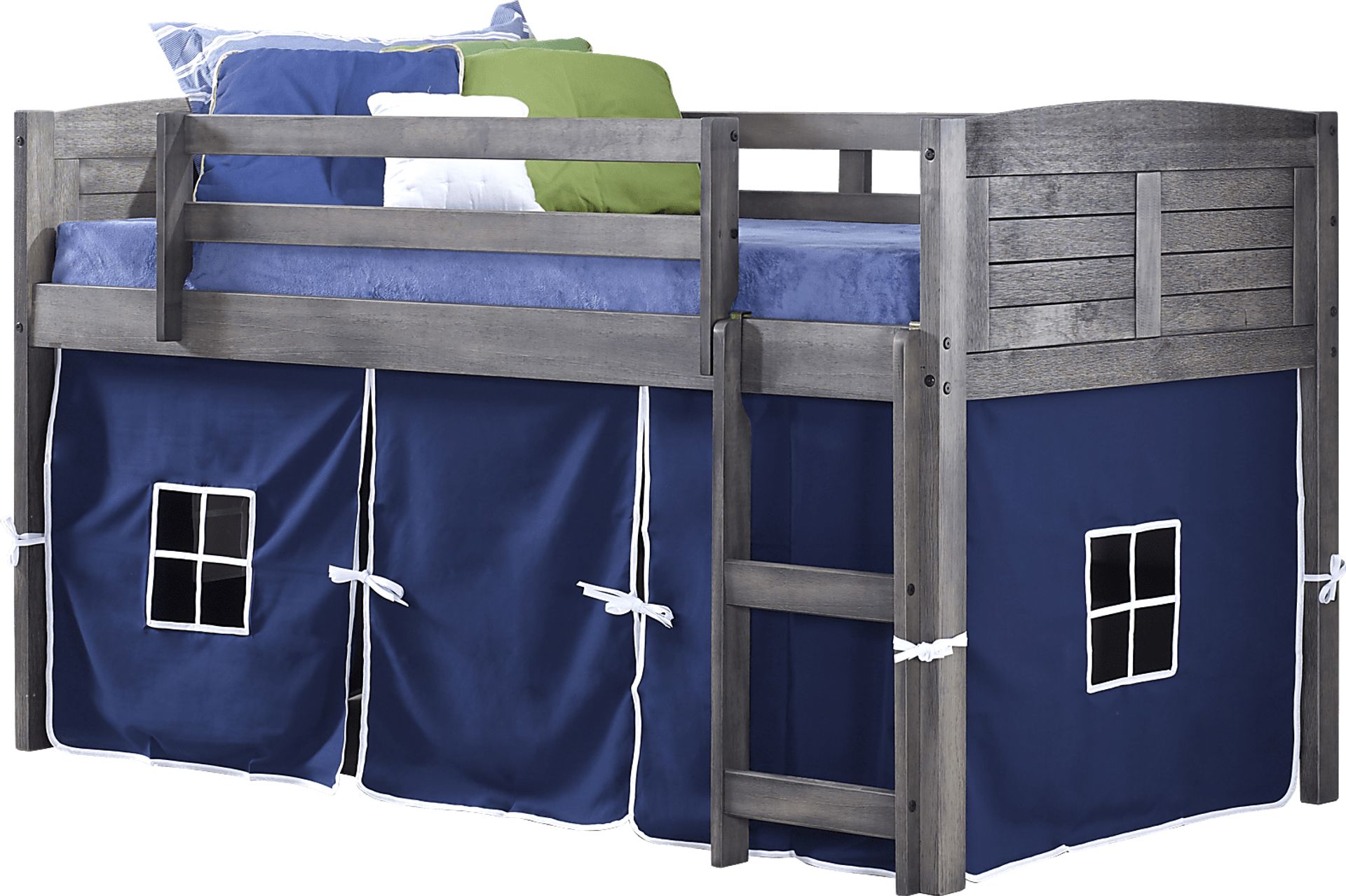 Camp Hideaway Gray Twin Jr. Loft Bed with Blue Tent - Image 2