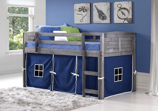 Camp Hideaway Gray Twin Jr. Loft Bed with Blue Tent