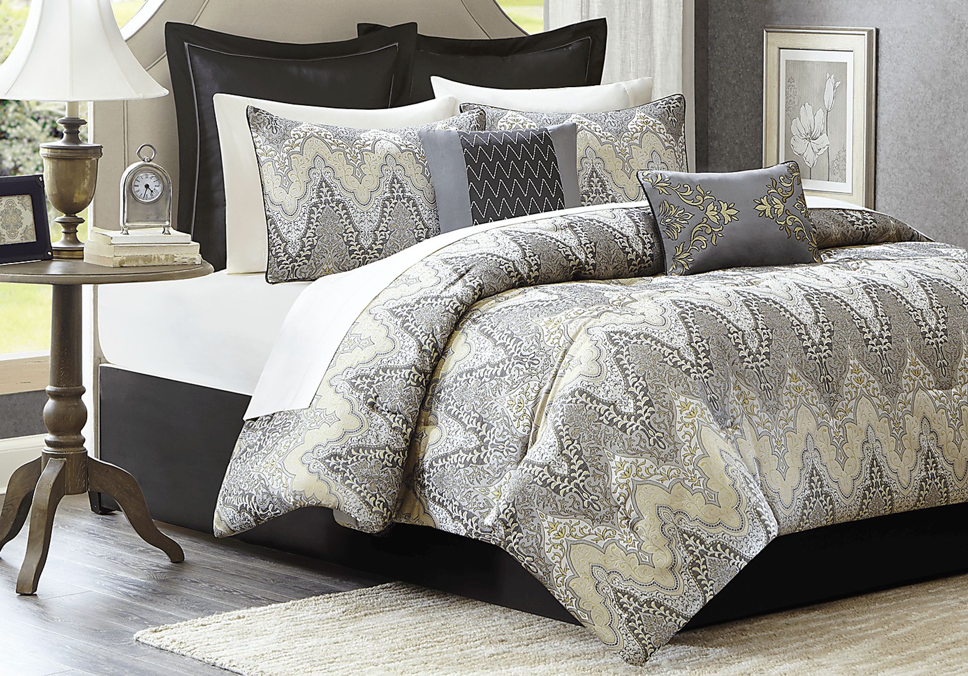 Camryn Gray 12 Pc Queen Comforter Set - Image 1