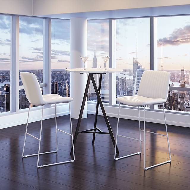 Camulet White Bar Height Stool, Set of 2 - Thumbnail - Image 2